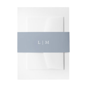 Bandeau De Faire-part Simple Monogramme Bleu Poussiéreux Élégant de Mari