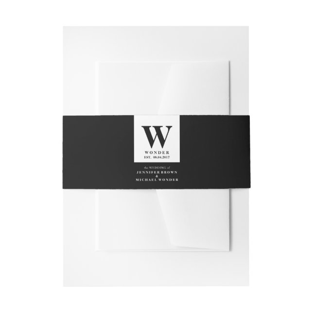 Bandeau De Faire-part Simple Monogramme de Mariage Formel Noir (Devant example)