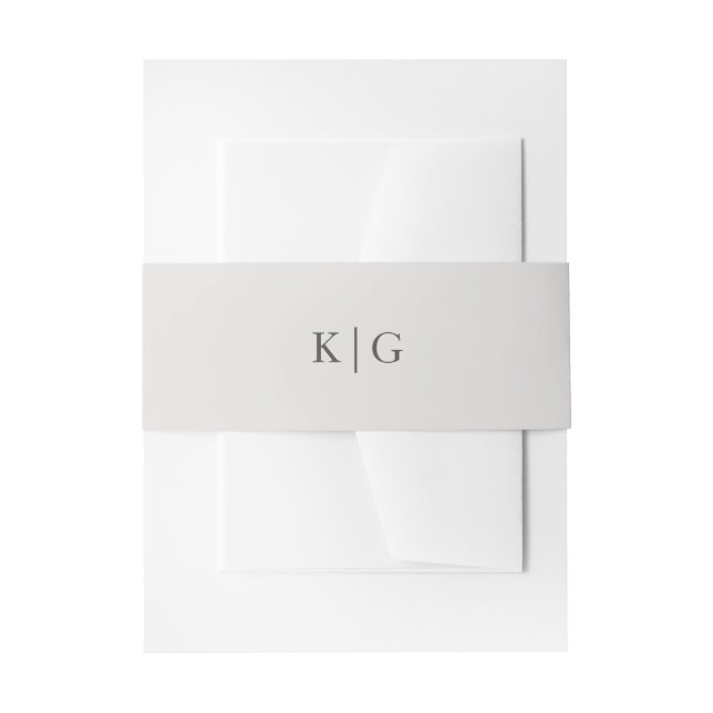 Bandeau De Faire-part Simple Monogramme de mariage gris clair (Devant example)