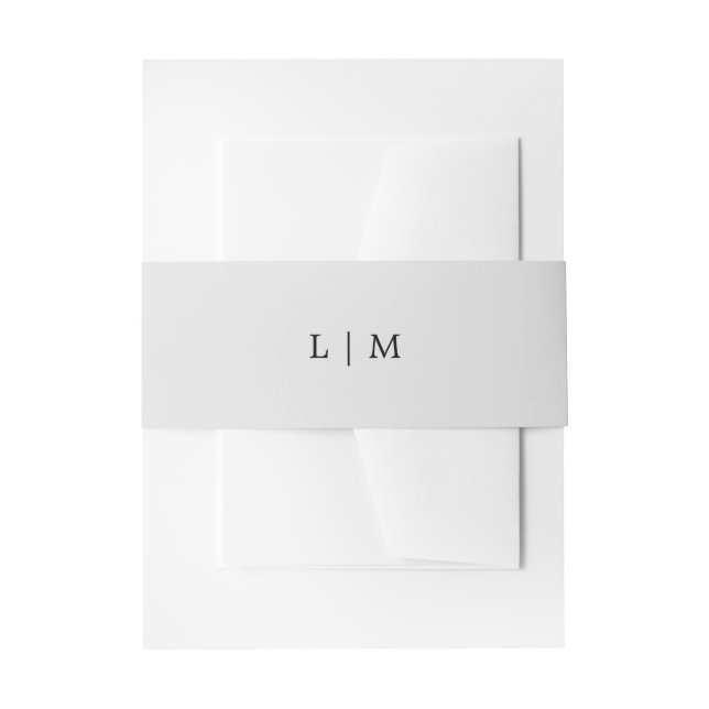 Bandeau De Faire-part Simple Monogramme Gris Clair Mariage Élégant (Devant example)