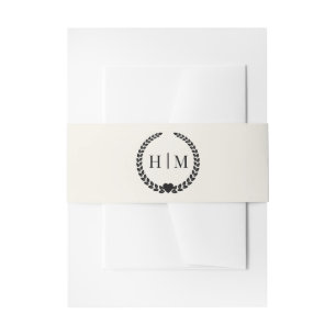 Bandeau De Faire-part Simple Monogramme Minimaliste en Ivoire Antique