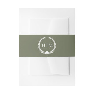 Bandeau De Faire-part Simple Monogramme Minimaliste Vert Olive 