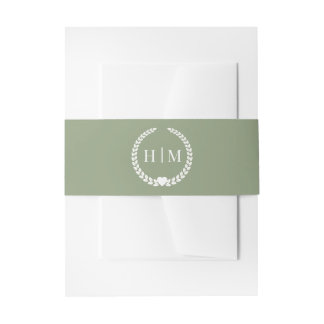 Bandeau De Faire-part Simple Monogramme Minimaliste Vert Olive