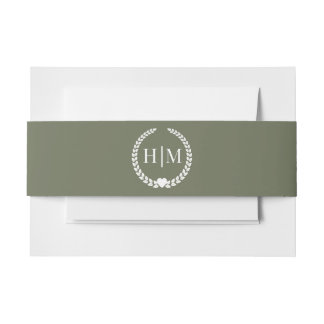 Bandeau De Faire-part Simple Monogramme Minimaliste Vert Olive