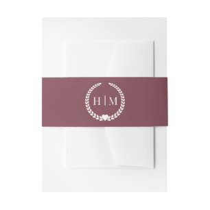 Bandeau De Faire-part Simple Monogramme Romantique Minimaliste en Bois d