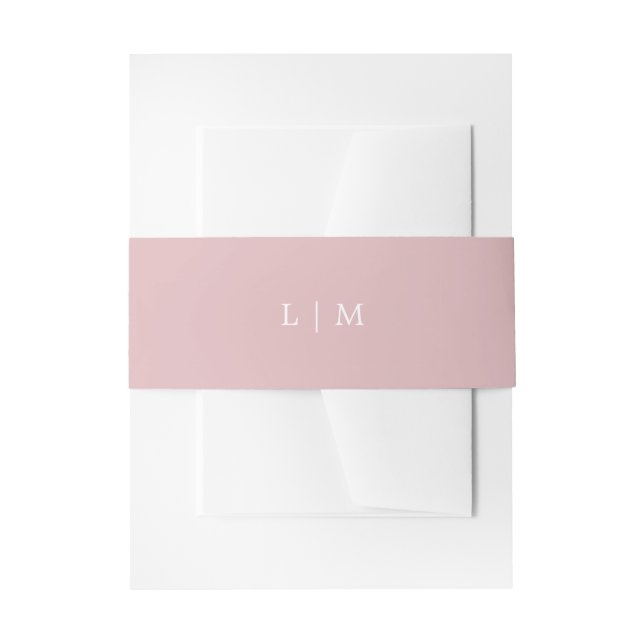 Bandeau De Faire-part Simple Monogramme Rose Clair Élégant Mariage (Devant example)