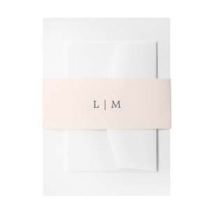 Bandeau De Faire-part Simple Monogramme Rose Pâle Élégant Mariage