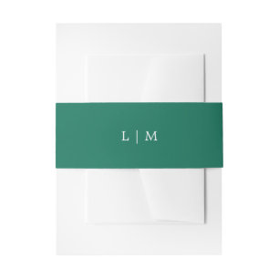 Bandeau De Faire-part Simple Monogramme Vert Émeraude Élégant de Mariage