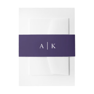 Bandeau De Faire-part Simple monogramme violet foncé bande du ventre inv