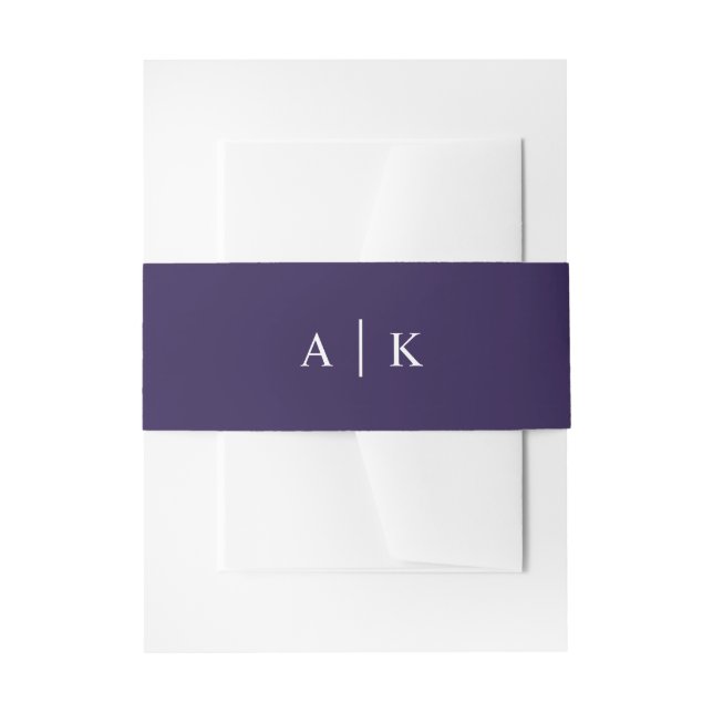 Bandeau De Faire-part Simple monogramme violet foncé bande du ventre inv (Devant example)