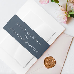 Bandeau De Faire-part Simple Navy Blue Modern Calligraphy Mariage