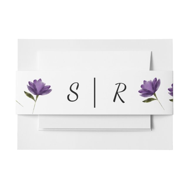 Bandeau De Faire-part Simple Purple blanc floral moderne botanique (Devant Example)