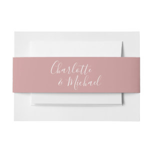 Bandeau De Faire-part Simple Rose Poussiéreux Rose Signature Script