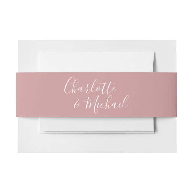 Bandeau De Faire-part Simple Rose Poussiéreux Rose Signature Script (Devant Example)
