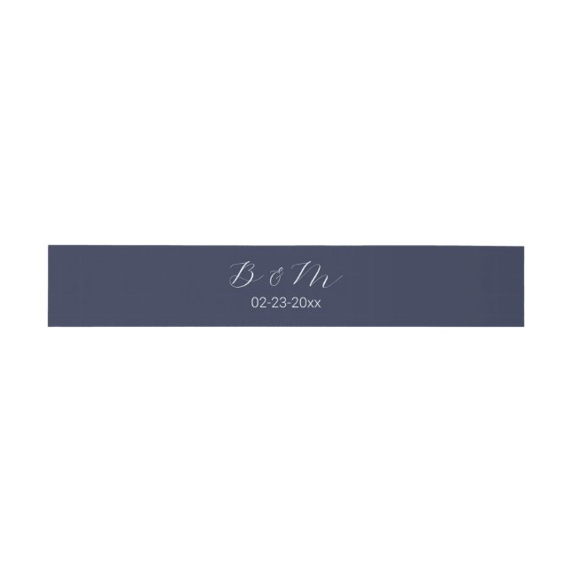 Bandeau De Faire-part Simple Script Romantique Bleu Marine (Plat)