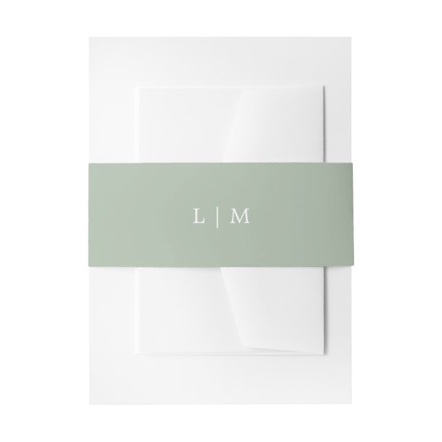 Bandeau De Faire-part Simple Vert Sauge Monogram Mariage Élégant (Devant example)
