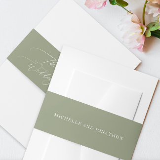 Bandeau De Faire-part Simple White Sage Moderne Mariage de calligraphie