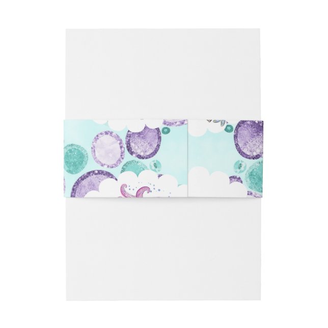 Bandeau De Faire-part Sirène Étincelante Et Hippocampe Avec Rapprochemen (Dos Example)