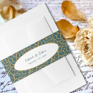 Bandeau De Faire-part Skeleton Feuille Aztec Gold Couleur & Police Blue