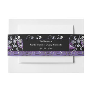 Bandeau De Faire-part Skeletons de danse violette Mariage gothique