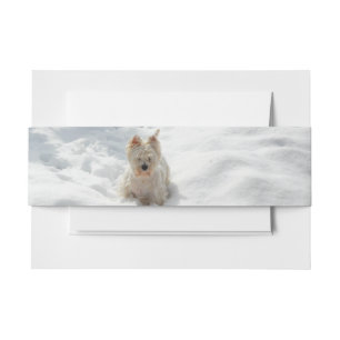 Bandeau De Faire-part Snow White Westie Chien Photo Invitation Bande de