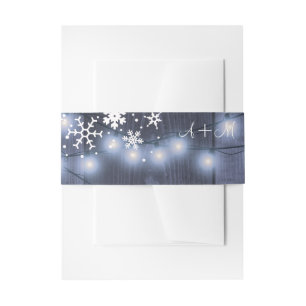 Bandeau De Faire-part Snowflakes grange bois hiver merland monogramme