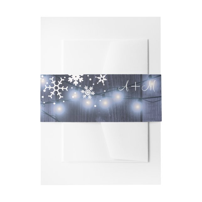 Bandeau De Faire-part Snowflakes grange bois hiver merland monogramme (Devant example)