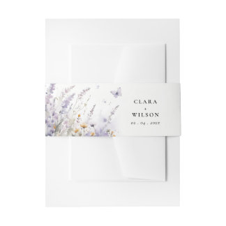 Bandeau De Faire-part Soft Lilac Fleur sauvage Butterfly Garden Mariage