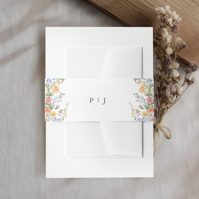 Bandeau De Faire-part Soft Pastel Ornate Spring Garden Floral Mariage (Soft Pastel Ornate Spring Garden Floral Wildflower Wedding Invitation Belly Band)