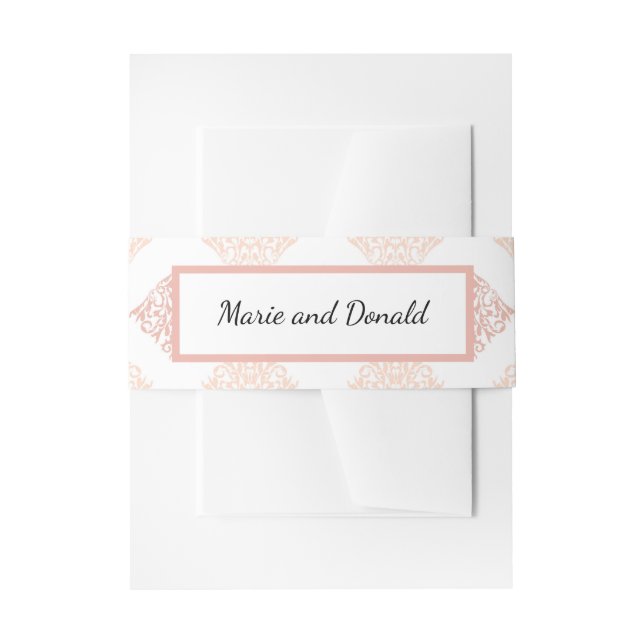 Bandeau De Faire-part Soft Peachy Blush Damask (Devant example)