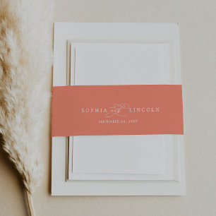 Bandeau De Faire-part SOPHIA Romantic Bright Coral Mariage d'été