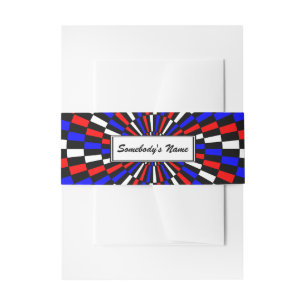 Bandeau De Faire-part Spirale rouge blanc de Checker bleu (P) par K Yonc