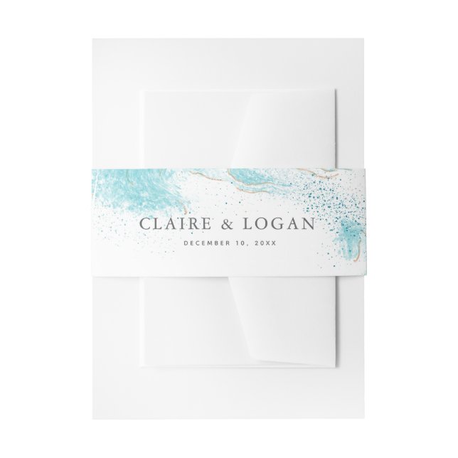 Bandeau De Faire-part Splashing Blue Waves Coastal Wedding (Devant example)