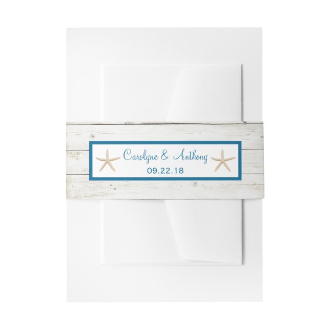 Bandeau De Faire-part Starfish Whitewashed Wood Beach Wedding Collection (Devant example)