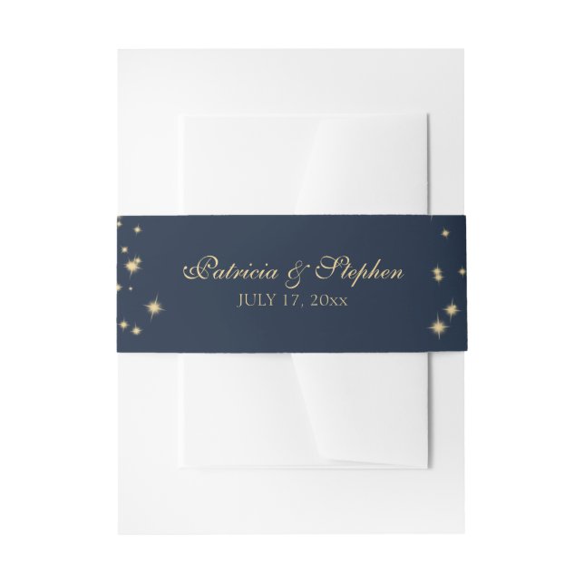 Bandeau De Faire-part Starry Midnight Sky Mariage bleu marine (Devant example)