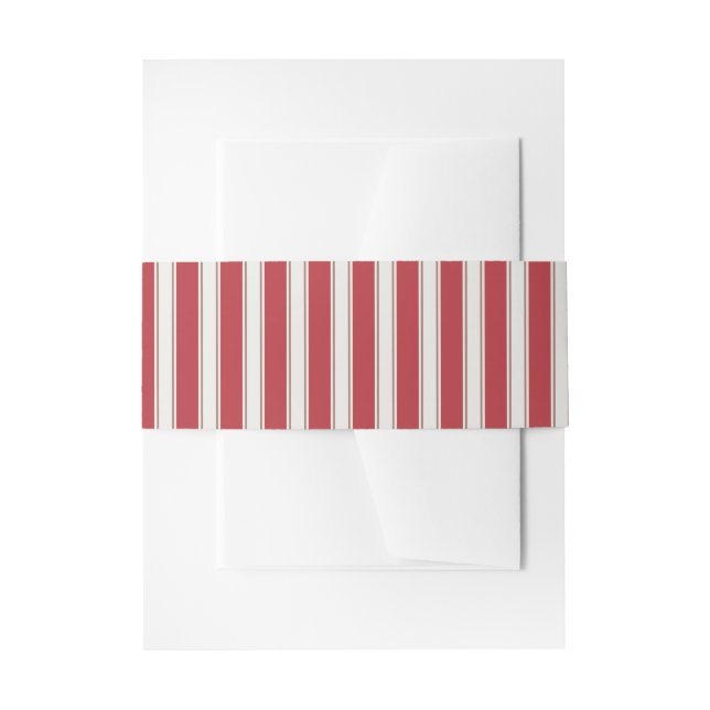 Bandeau De Faire-part Stripes de souris classiques rouge, blanc et mocha (Devant example)