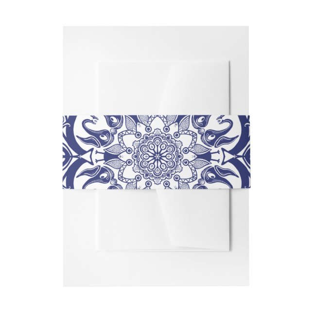 Bandeau De Faire-part Style Chine bleue avec des créatures (Devant example)