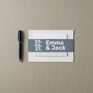 Bandeau De Faire-part Style moderne bleu minimaliste Gras blanc