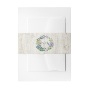 Bandeau De Faire-part Succulents et Mariage de bois rustique ID515