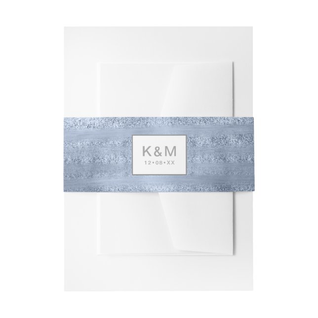 Bandeau De Faire-part Succulents et Mariage étincelant Dusty Blue ID515 (Devant example)