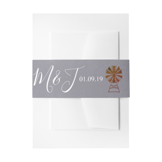 Bandeau De Faire-part Suite de mariage moulin à vent rustique de ferme (Devant example)