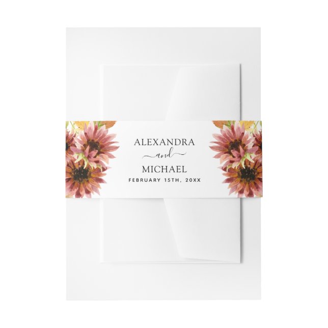 Bandeau De Faire-part Sunflower Bourgogne Pays Aquarelle Mariage (Devant example)