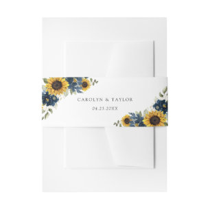 Bandeau De Faire-part Sunflowers bleu Floral Russe Mariage