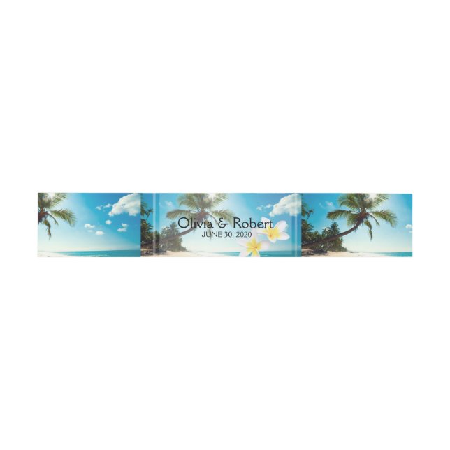 Bandeau De Faire-part Sunshine Beach Palm Trees Plumeria Mariage (Plat)