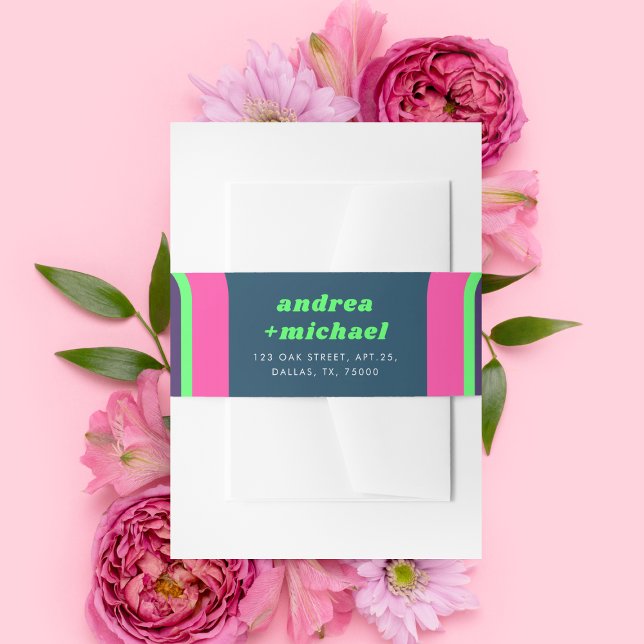 Bandeau De Faire-part Super arc-en-ciel rose Turquoise Lime vert Mariage (Créateur téléchargé)