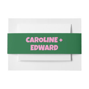 Bandeau De Faire-part Super Gras Vert Rose Rouge Funky Mariage