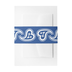 Bandeau De Faire-part Sweet Paisley Hearts in Blue Invitation Belly Band