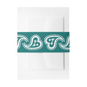 Bandeau De Faire-part Sweet Paisley Hearts in Turquoise Invitation Belly