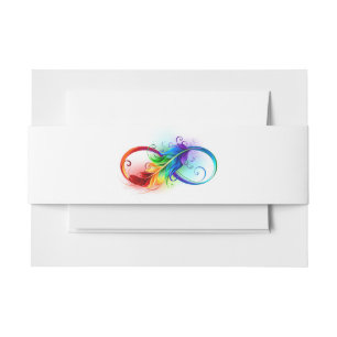 Bandeau De Faire-part Symbole d'infini avec plume arc-en-ciel