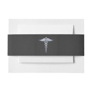 Bandeau De Faire-part Symbole Médicale Chrome Caduceus Fibre de carbone 